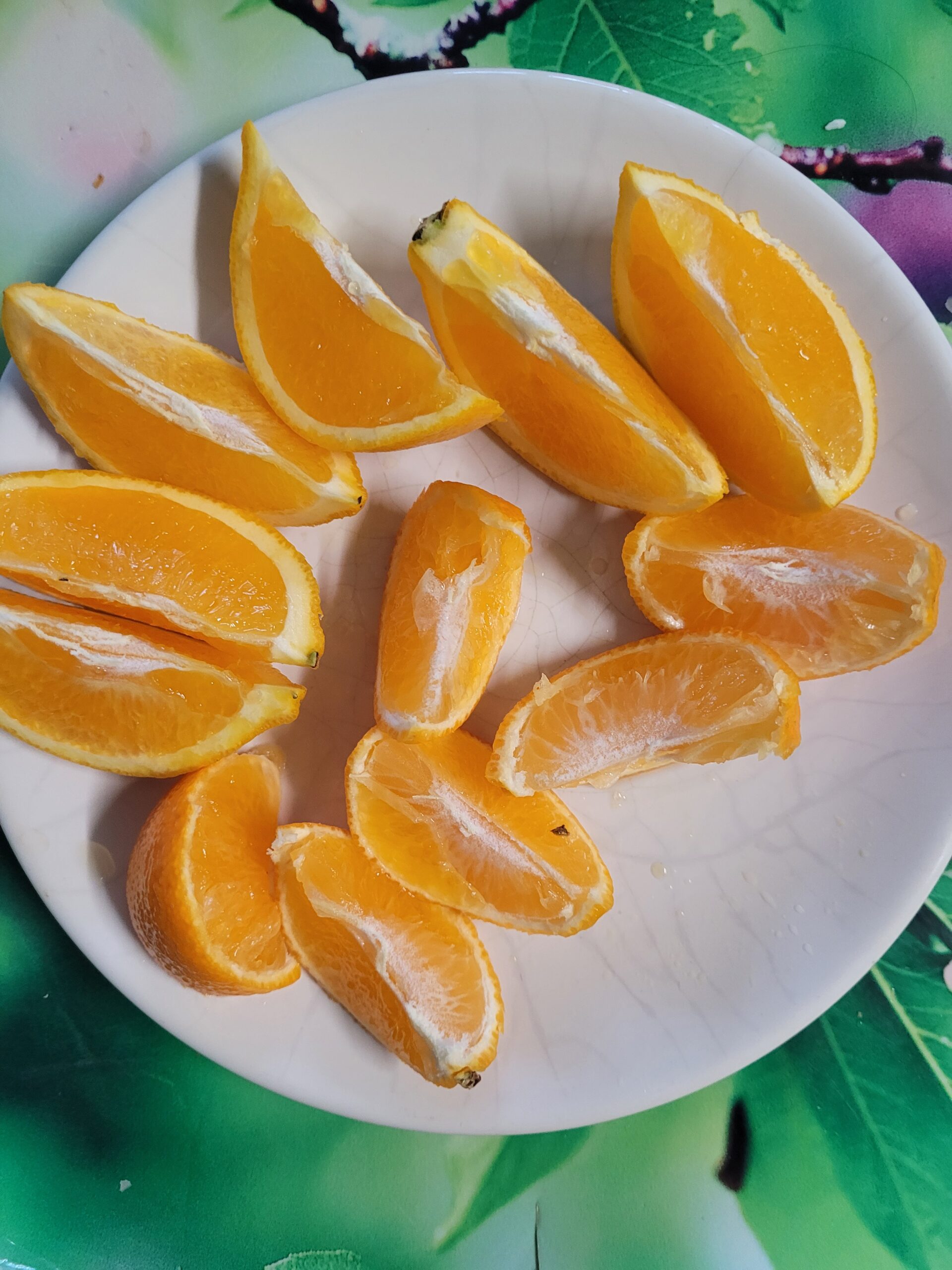 Fresh orange slices ready to be served as a dog treat